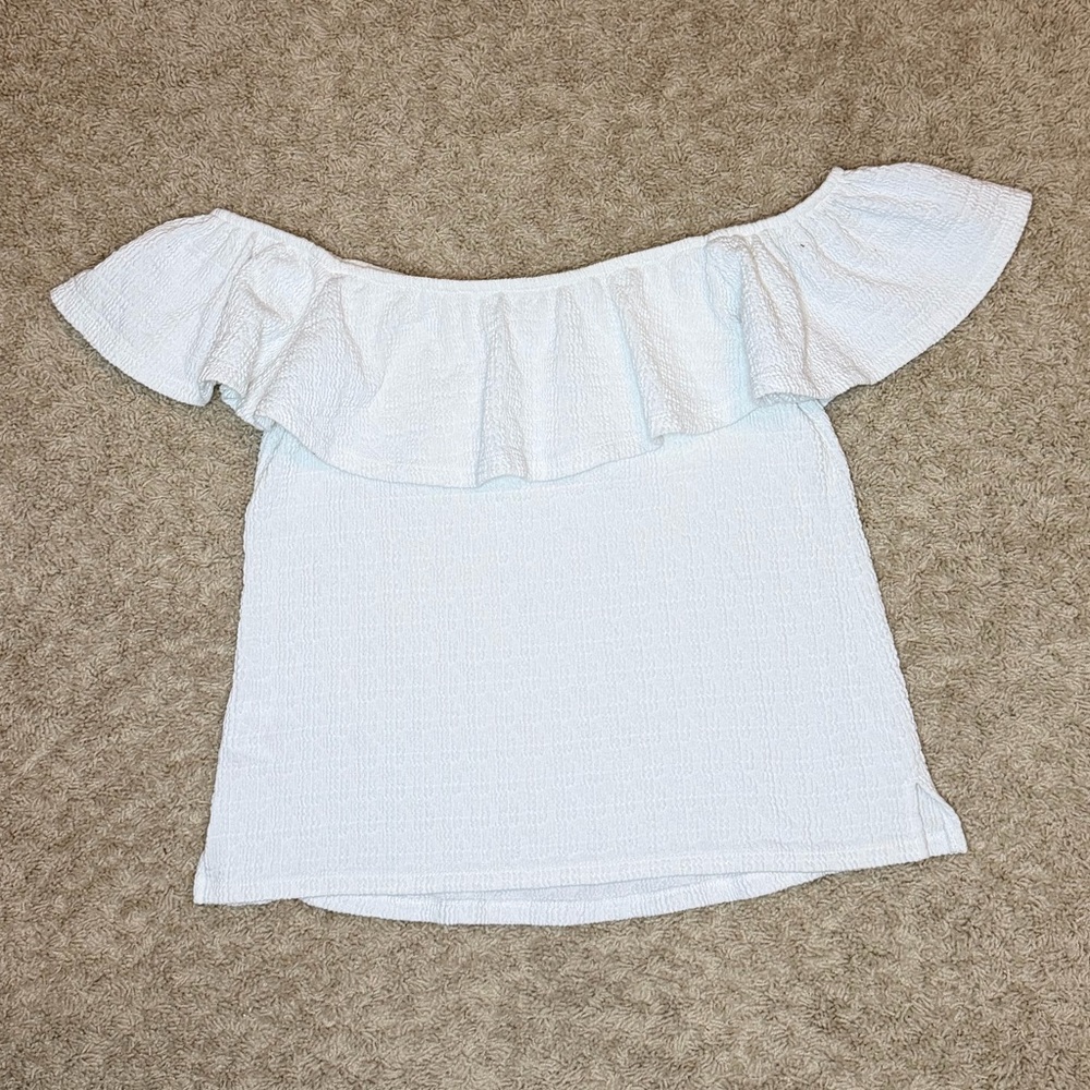 Anthropologie Cream Off-Shoulder Blouse